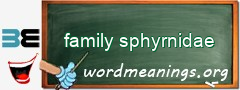 WordMeaning blackboard for family sphyrnidae